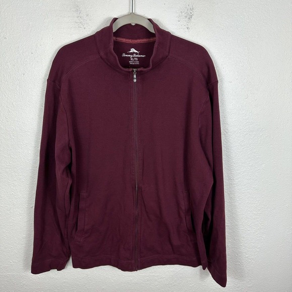 Tommy Bahama Mens Red Maroon Ravello Jersey Zip Front Casual Jacket MSRP $168 - Picture 1 of 7